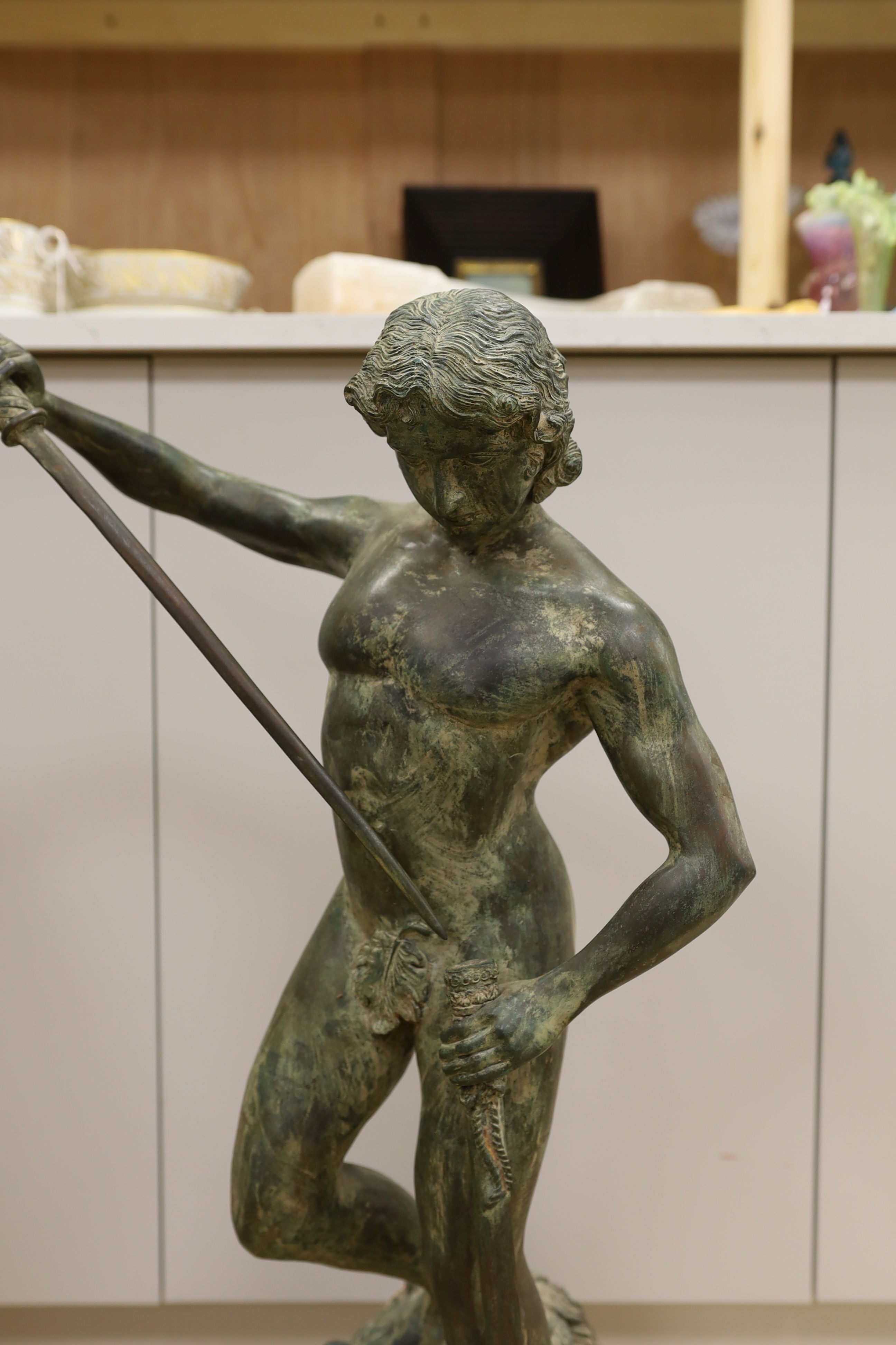 A large Italian bronze figure of David and the head of Goliath - 83cm tall